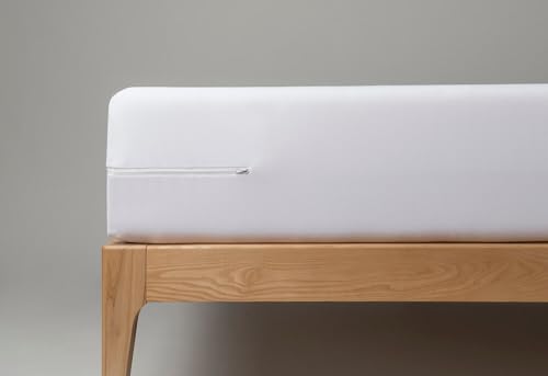 Velfont Funda de Colchón Impermeable AlerProTECH, Blanco, Algodón, Antialergias, Cremallera en U, Compatible con Colchones de hasta 30 cm de Altura (180 cm)