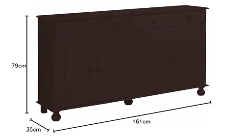 Image of APRODZ Solid Wood Sideboard Cabinet for Living Room | Wooden Storage Cabinet with 3 Drawers Doors | Kitchen Crockery Cabinet | Drawer Cabinet for Dining Room Bedroom | 161x35x79 cm,Eastern Brown Stone