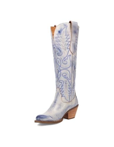 Dingo Womens Faded Love Embroidered Round Toe Casual Boots Knee High Mid Heel 2-3