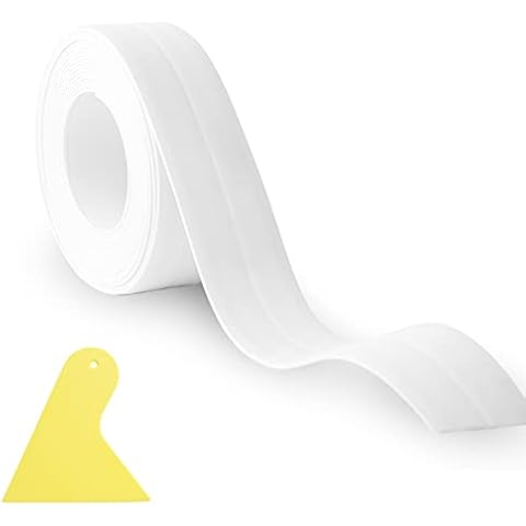 PHINGEER Bathroom Sealing Strip, Self Adhesive Caulk Strip with Installation Tool, Not moldy Sealant Tape for Kitchen, Bathroom, Bathtub, Toilet, Wall, Floor (White, 320cm x 2.2cm) Cover
