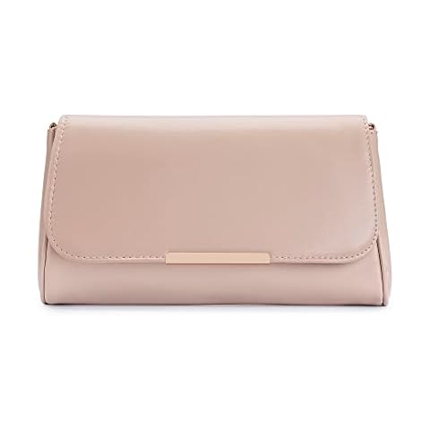 IXEBELLA Fancy Clutch Shoulder Bag for Women Evening Party Purse Small Soft PU Leather Clutch (Nude) Cover