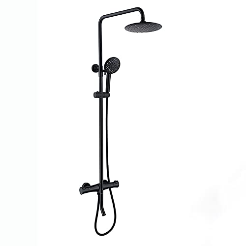 UQACHG Sistema de Ducha con Cabezal de Ducha Tipo Lluvia de 9 Pulgadas, Juego Combinado de Ducha, Juego de Grifo de Ducha montado en la Pared, Juego Combinado de Ducha con mezcl，Black