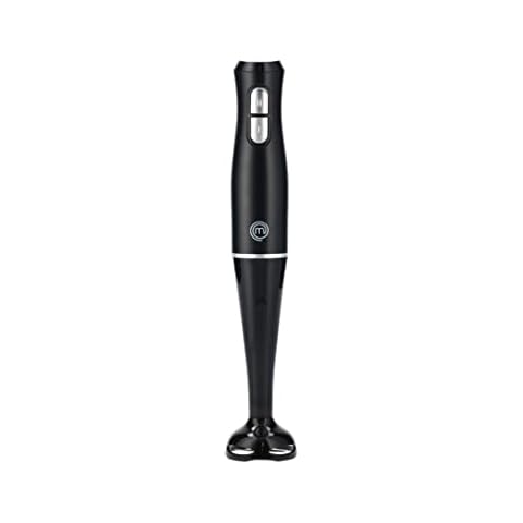 MasterChef Hand Blender Stick, Electric Handheld Food Processor, 2 Blending Speeds, Stainless Steel Blades, Immersion Liquidiser with Removable & Washable Leg, Non-scratch Plastic, 200W, Black Cover