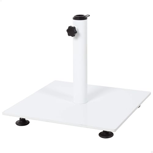 AKTIVE Base pour parasol carrée, acier, blanc, 9 kg, 37 x 32 cm, compatible avec mâts Ø22-38 mm