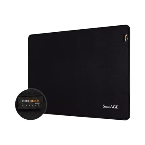 SenseAGE Gaming Mousepad with Durable Cordura Fabric - 380x300x3 mm, Gaming Optimized Surface, Increase accuracy, Smooth Control, Splashproof, Non-Slip Rubber Base Cover