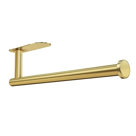 DEKAVA Paper Towel Holder Under Cabinet for Kitchen, Adhesive Paper Towel Holder Wall Mount, SUS304 Stainless Steel 13 inch(1,Gold)