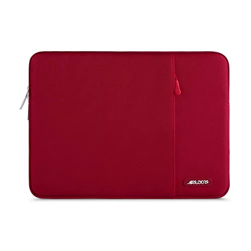 Image of MOSISO Laptop Case 16 inch, 15-15.6 inch Laptop Sleeve Compatible with MacBook Pro 16 M4 M3 M2 M1, HP Acer Dell Lenovo ASUS Notebook, Polyester Vertical Computer Sleeve Bag with Pocket, Red