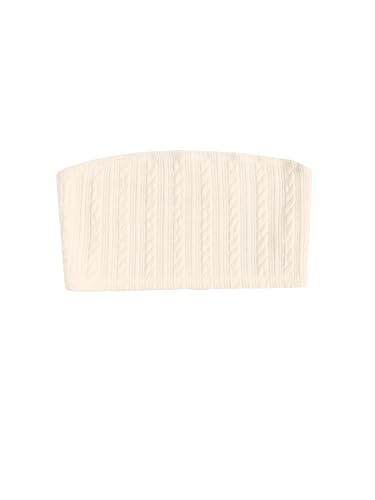 Image of SweatyRocks Girl's Casual Solid Textured Bandeau Tube Top Strapless Slim Fit Ribbed Crop Tops White 9Y
