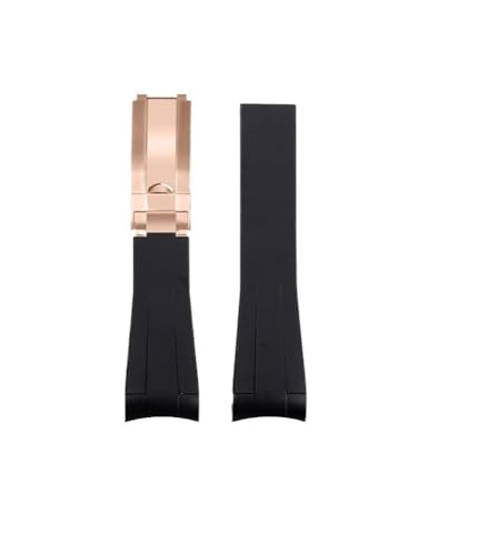 NBCNZCTSAS Correa de reloj de goma de silicona for Rolex Fit for Daytona Fit for Submariner Yacht Master 20 mm Color sólido Negro Azul Rojo Verde Blanco Marrón Correa de reloj(Black-rose gold)