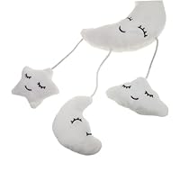 MOLUCKFU White Plush Moon Hanging Rattle for Babies, Soft Cloud and Moon Musical Plush for and Nursery