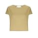 Open Back Workout Tops for Women Loose Fit Athletic Crop Tees Backless Short Sleeve Gym Running Yoga Shirts Beige