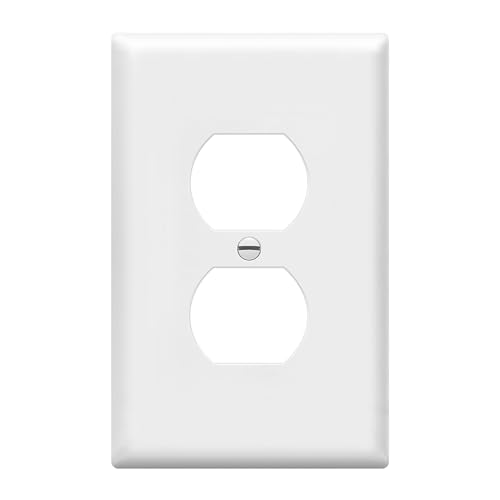 Image of ENERLITES Duplex Receptacle Outlet Wall Plate, Electrical Outlet Cover, Mid-Size Size 1-Gang 4.88 inch x 3.11 inch, Unbreakable Polycarbonate Thermoplastic, UL Listed, 8821M-W, White