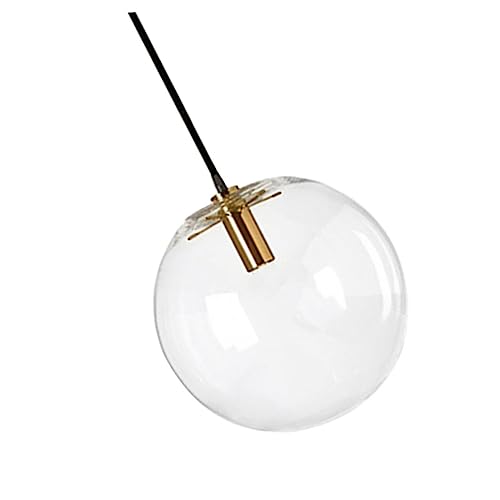 Uonlytech Lampada Sospensione Sfera Vetro Trasparente Lampadario da Soffitto per da Pranzo e Bar Design Minimalista e Resistente Illuminazione Decorativa per Cucina e Studio