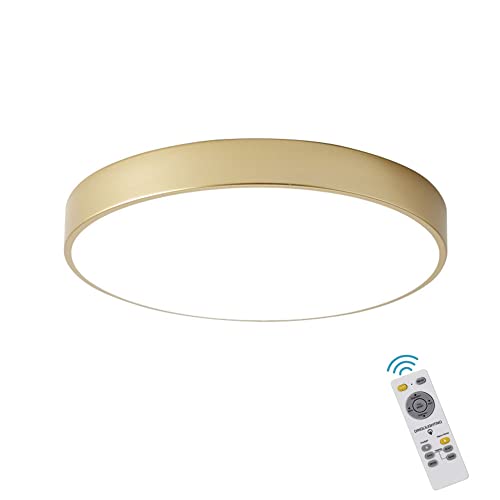 Plafonnier LED intensité variable promesse avec abat-jour métal rond pour grand salon