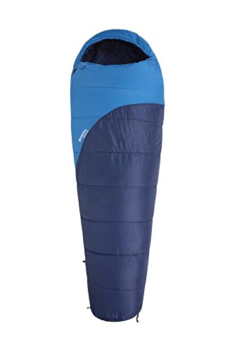 80% Off Discount Mountain Warehouse Summit 300 Sleeping Bag – Mummy Shaped Camping Bag Cobalt Right Handed Zip - Regular Length