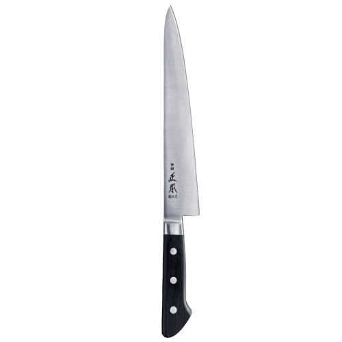 MASAMOTO VG Sujihiki Slicing Knife 10.6" (270mm) Made in JAPAN, Professional Japanese Slicer Knife for Brisket, Meat, Sashimi, Super Sharp Japanese Stainless Steel Blade, Full Tang POM Handle, Black