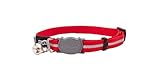 Rogz Reflective Nylon Cat Collar with Breakaway Clip and Removable Bell, fully adjustable to fit most breeds, Red