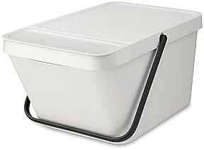 Brabantia - Sort & Go Kosz na Śmieci 3L - Mały Pojemnik na Śmieci - Pokrywa Stay Open - Uchwyt do Przenoszenia - Łatwy do Czyszczenia - na Blacie Kuchennym lub pod Zlewem - Fir Green - 19 x 14 x 18 cm
