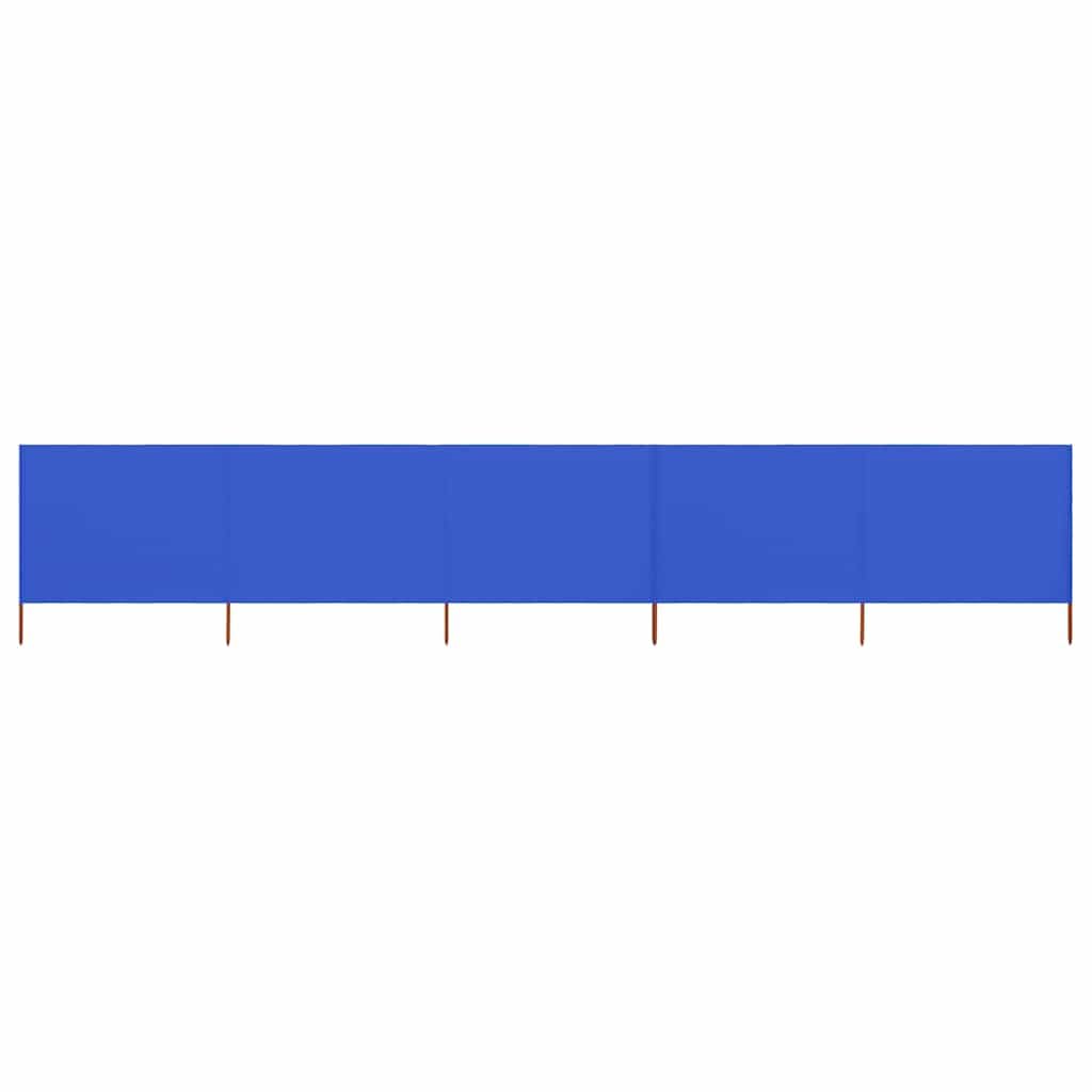 5-teiliger Windschutz 600 x 160 cm, Faltbarer Sichtschutz und Windschutzwand aus Vliesstoff mit Holzpfählen, Camping Windschutz für Garten, Strand und Outdoor, Azurblau