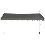 FANTASK Klemmmarkise 400 cm breit, Balkonmarkise ohne Bohren, UV-beständig, höhenverstellbar, wasserabweisend, Grau