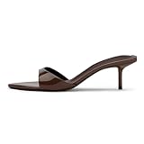 Mattiventon Brown Pointed Toe Heels Kitten Slingback Heels Mules Slip On Summer Sandals Fashion Party Wedding Prom Dress Shoes