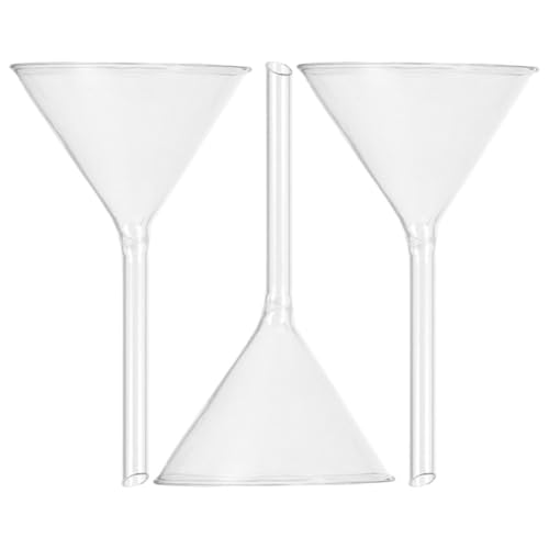 FRCOLOR 3pcs Short Neck Glass Funnel Set 100mm Laboratory Filter Funnels with Wide Mouth for Scientific and Industrial Use