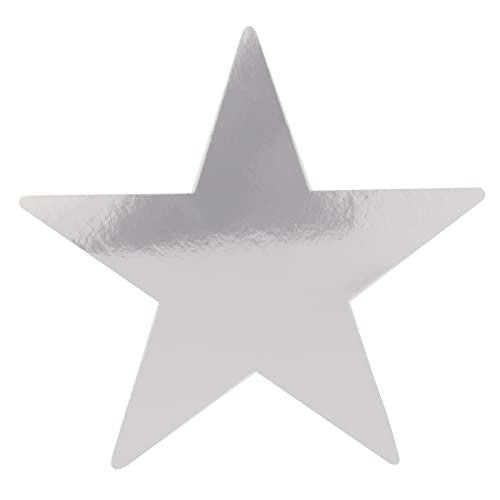 Beistle 72 Piece Silver Star Paper Cut Outs For Bulletin Board Classroom Birthday Party Wall Decorations, 5” #TOP4