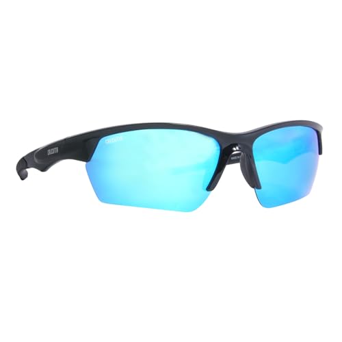Calcutta Balos Sunglasses Shiny Black Frame Blue Mirror Lens