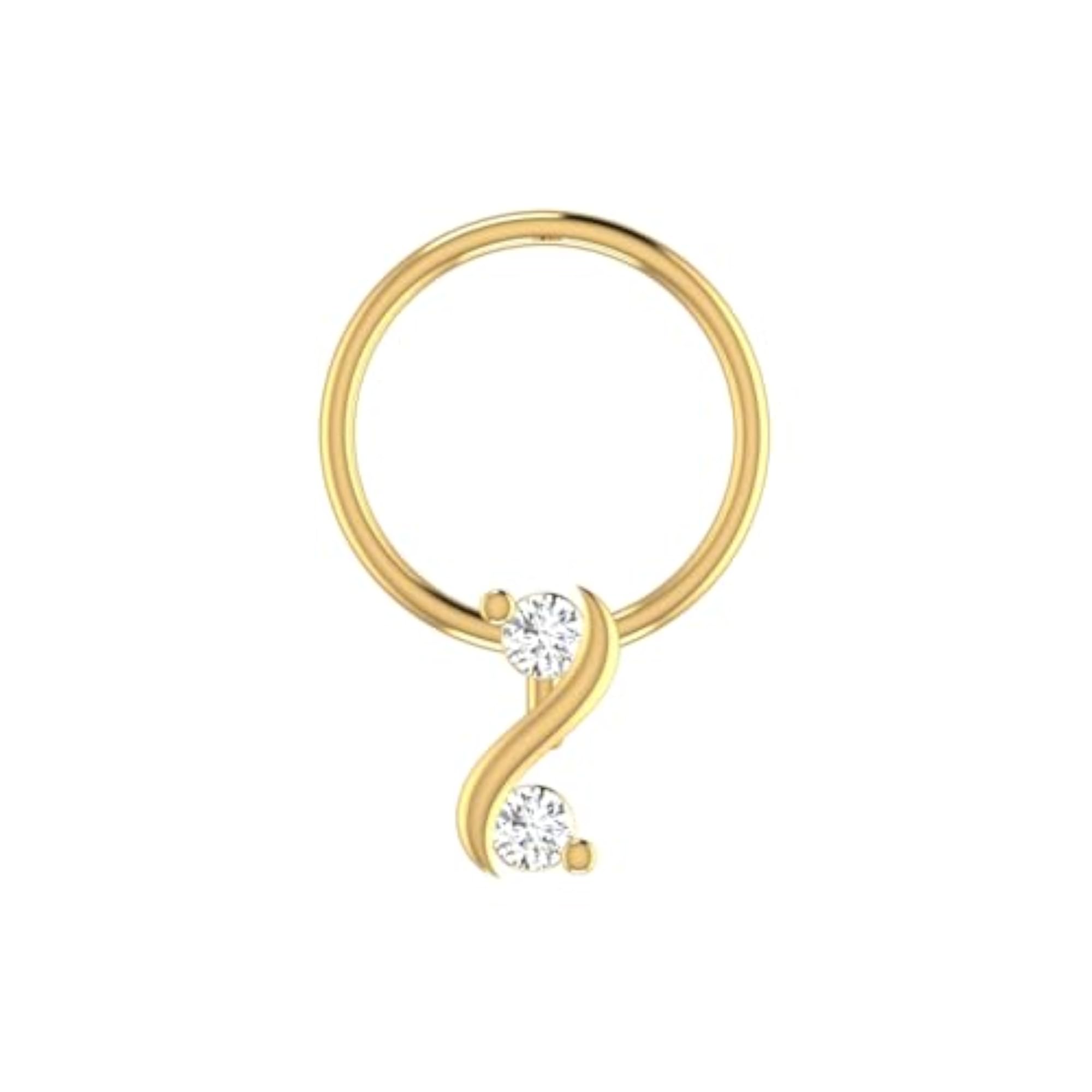 Women's 14Kt White Gold Stud Nosering, Elegant