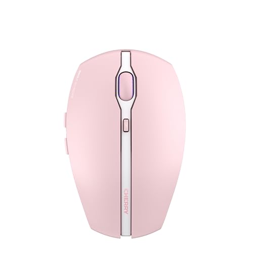 CHERRY GENTIX BT, kabellose Bluetooth Maus, Multi-Device Funktion für bis zu 3 Endgeräte, umschaltbare Auflösung (1000/2000 DPI), 7 Tasten und Scrollrad, batteriebetrieben, Cherry Blossom 1