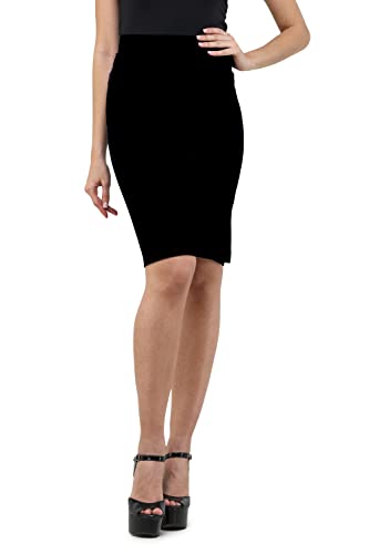 Stars and You Women's Knee Length Formal Pencil Skirt with Elastic Waist Band (Size in inches XS-26, S-28, M-30, L-32, XL- 34, XXL-36 INCHES)