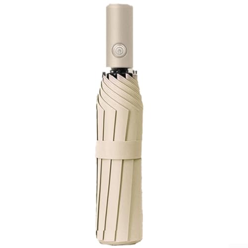 Práctico paraguas plegable automático con amplia cobertura, protección fiable contra elementos climáticos (beige)