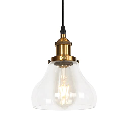 Luces Colgantes de Latón Antiguo con Pantalla de Cristal HNVBDOPAE 6