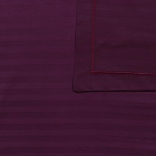 Image of Super Soft 100% Egyptian Cotton Satin Stripe Single Bedsheet with 1 Pillow Cover - Wine