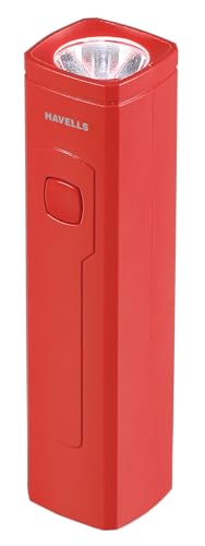Image of Havells Colorix Rechargeable Pocket Torch | SOS Mode | Rechargeable Li-ion Battery | Thread Strap for Easy Carrying | Type-C Charging| Red