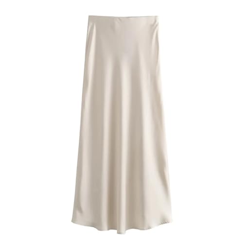Women Summer Satin Midi Skirt Office Elegant Skirts High Waist Long Straight Skirts2