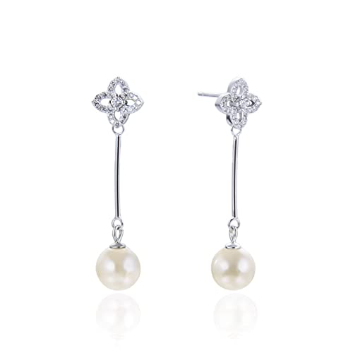 Zircone à visser et perle pendante en argent pour le style des femmes