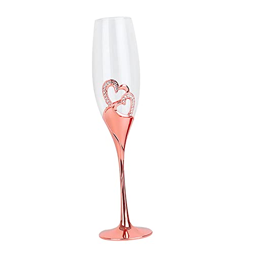 Copa de champán tipo coupe en tono rosa áurea con diseño de corazón 2