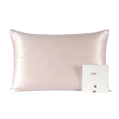 ZIMASILK Funda de Almohada de Seda de Morera 100% para el Cabello y la Piel, Ambos Lados de Seda de Momme 19, 1pc (Estándar 50x75 cm，Rosa
