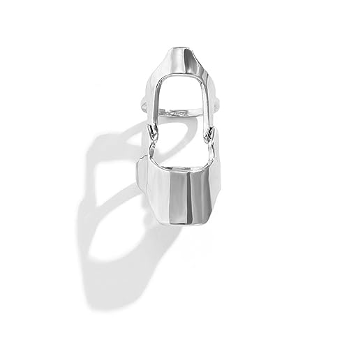 LARVOVUE Gothic Armor Full Joint Ring for Men Women Punk Cool Cosplay Party Knuckle Joint Finger Rings (Silver 2 Style)
