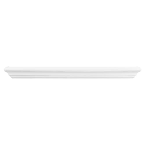 MANTELSDIRECT 72 Inch Floating Fireplace Mantel Wood Shelf in White - Colton from Mantels Direct |...