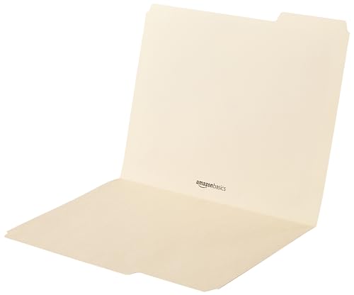 Amazon Basics Sturdy File Folders with Reinforced Tabs for Filing and Organization, 1/3-Cut Tab, Assorted Positions, Letter Size, 8.5x11 inches, Manila, 100-Pack view 4