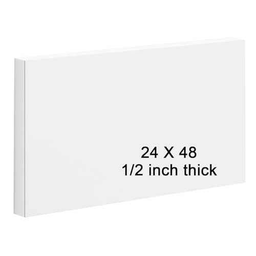 Image of HDPE Sheet 1 /2-24 inch x 48 inch High Density Polyethylene Sheets with Protective Film 1 /2 Thick HDPE Plastic Sheet Board Solid Plastic Block for Flat Panel DIY Projects Machining Home (White)