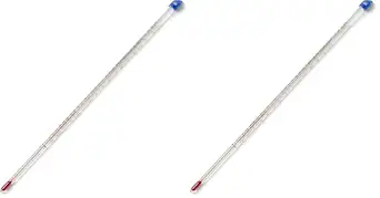 United Scientific Red Spirit-Filled Thermometer, 12" Length, Analog Display, Partial Immersion, Dual Scale, -20 to 150°C / 0 to 300°F (Pack of 2)