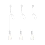 mirrea H Type White Track Lighting Pendant with E26 Socket Cord Adjustable Pack of 3 (2 feet)