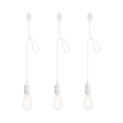 mirrea H Type White Track Lighting Pendant with E26 Socket Cord Adjustable Pack of 3 (2 feet)