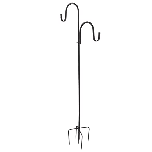 Gancho para pastores de 63 pulgadas con percha de hierro doble y base de 5 puntas 2