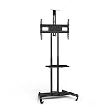 Kanto MTM70PL Height Adjustable Rolling TV Stand for 40' – 70” Screens | 100 lb Capacity | 600x400 VESA | Device Tray & Camera Shelf | Tested to 4X Advertised Weight | Black
