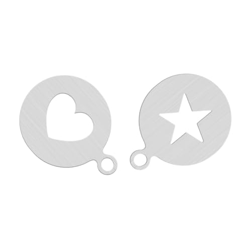 OUNONA Plantillas de Acero Inoxidable para Café DIY 2 Piezas Corazón y Estrella de Cinco Puntas para Decorar Latte Capuchino y Postres Accesorios Resistentes y Reutilizables para