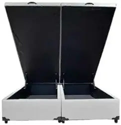 Cama Box Baú Casal Bipartido Linhão Cinza Com Pistão A Gás - Estrutura Reforçada - Imperium do Sono